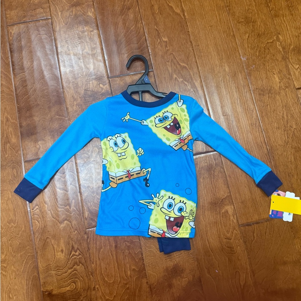 NWT Size 4T Blue SpongeBob Pajama Set